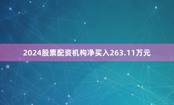 2024股票配资机构净买入263.11万元